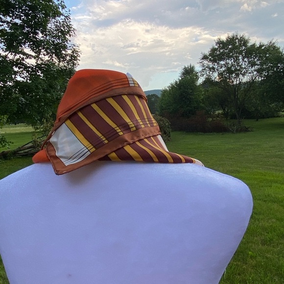 Vintage Orange Brown Geometric Acetate Scarf - Picture 8 of 8